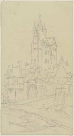 Ansicht einer Stadt mit Burg