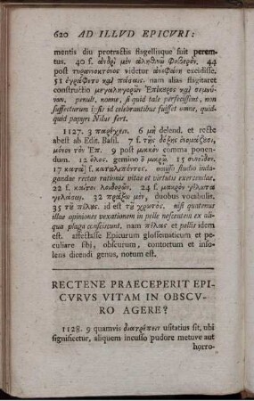 Rectene Praeceperit Epicvrvs Vitam In Obscvro Agere?