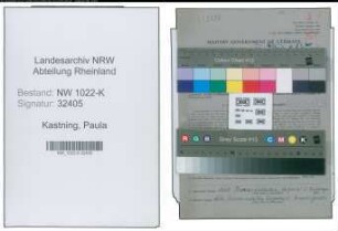 Entnazifizierung Paula Kastning , geb. 02.01.1911 (Krankenschwester)
