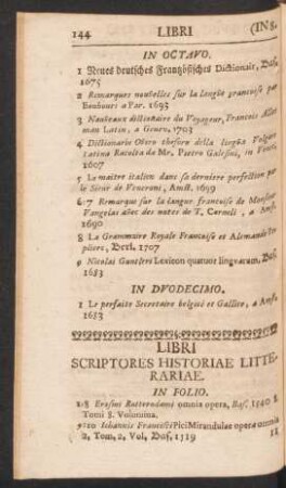 Libri Scriptores Historiae Litterariae.