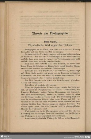 Erstes Capitel. Physikalische Wirkungen des Lichtes