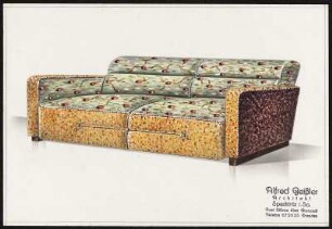 Sofa, zweiteilig mit Kordel, gesteppt, Zierniete