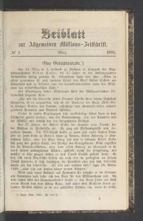 Beiblatt N° 2. März. 1881