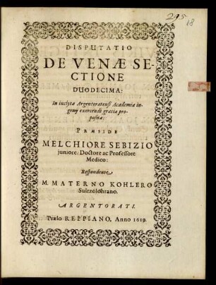 12: Disputatio De Venae Sectione ...