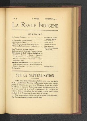 Sur la Naturalisation.