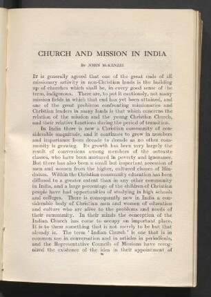 Church and mission in India