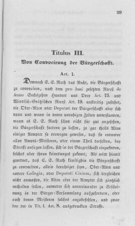 Titulus III. Von Convorcirung der Bürgerschafft.