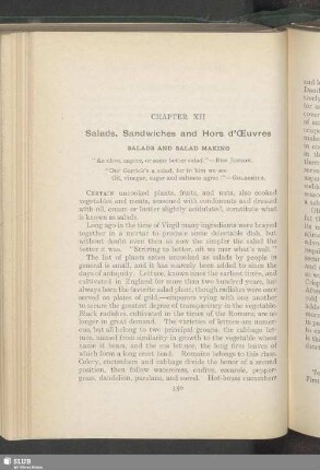 Chapter XII. Salads, Sandwiches and Hors d'Œuvres