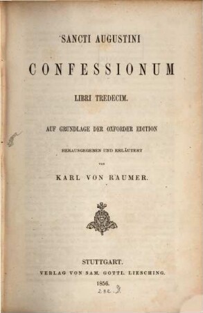 Sancti Augustini confessionum libri tredecim