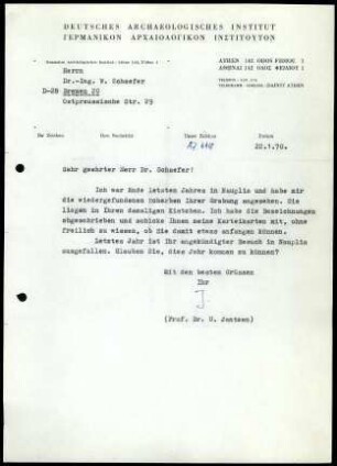 U. Jantzen an W. Schaefer