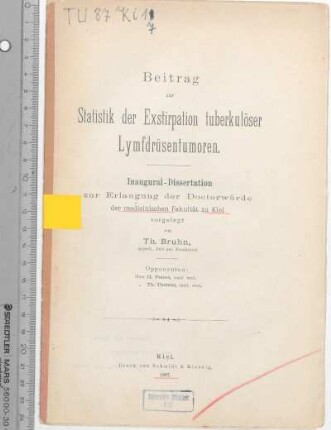 Beitrag zur Statistik der Exstirpation tuberkulöser Lymfdrüsentumoren