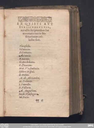 Ex Quibus Aut Iurisconsultis, aut aliis scriptoribus hae annotationes in Institutiones collectae sint.