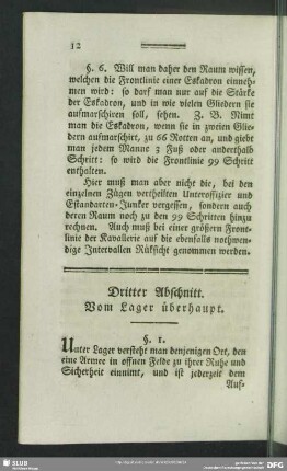 Dritter Abschnitt. Vom Lager überhaupt
