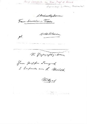 Handschriftlicher Brief an Frau Fraas von Lampert