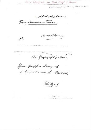 Handschriftlicher Brief an Frau Fraas von Lampert