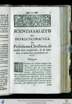 Scientia salutis seu instructio practica de perfectione Christiana...