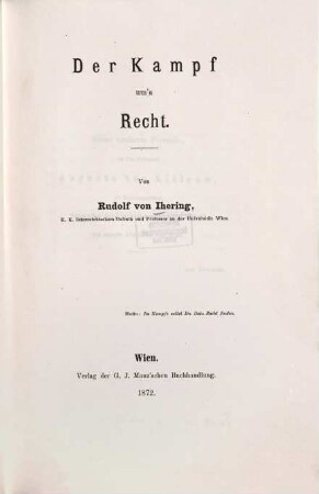 Der Kampf um's Recht