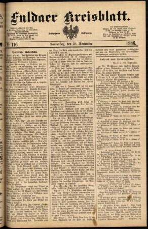 Ausgabe vom Donnerstag, den 30. September 1886.