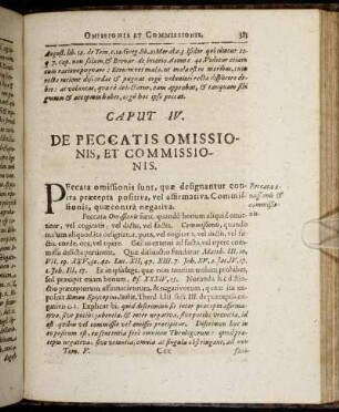 Caput IV. De Peccatis Omissionis, Et Commissionis.
