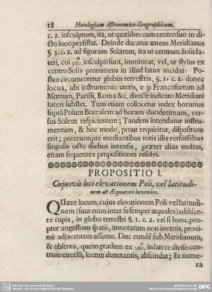 PROPOSITIO I. Cujus loci elevationem Poli, vel latitudinem Ab Aequator invenire.
