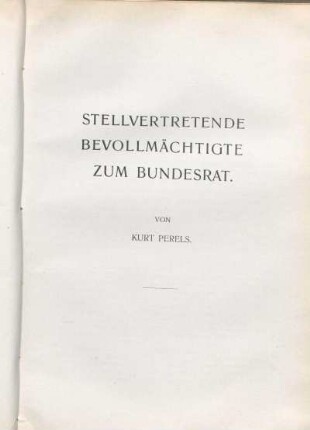 Stellvertretende Bevollmächtigte Zum Bundesrat.