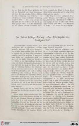 Zu Julius Lessings Aufsatz: 'Das Arbeitsgebiet des Kunstgewerbes'