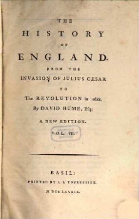 The History Of England : From The Invasion Of Julius Caesar To The Revolution in 1688., 7