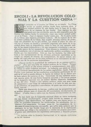 La revolución colonial y la cuestión China