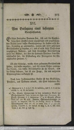 XVI. Von Entsagung eines befreyten Gerichtsstandes