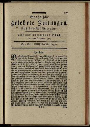 Acht und Vierzigstes Stück, den 29ten November 1794.