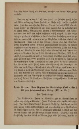 Dritte Periode. Vom Beginne der Perserkriege (500 v. Chr.) bis zum peloponnesischen Kriege (431 v. Chr.)