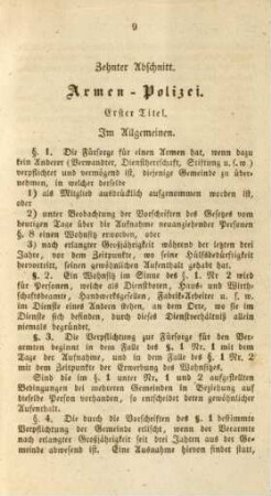 Zehnter Abschnitt. Armen-Polizei