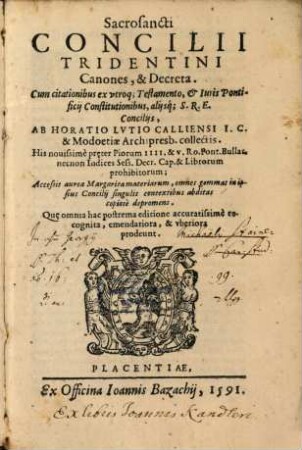 Canones et Decreta ... Concilii Tridentini
