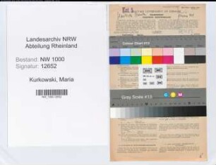 Entnazifizierung Maria Kurkowski, geb. 07.07.1910 (Bankangest.)