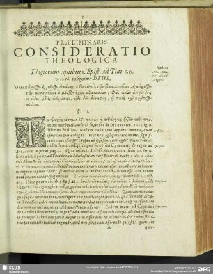 Praeliminaris Consideratio Theologica