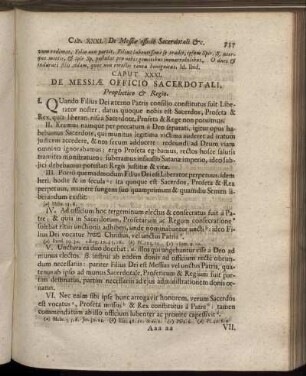 Caput XXXI. De Messiæ Officio Sacerdotali, Prophetico & Regio.