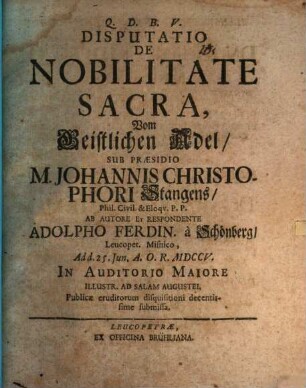 Disp. de nobilitate sacra