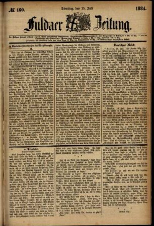 Ausgabe vom Dienstag, den 15. Juli 1884.