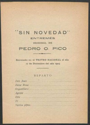 "Sin novedad" : Entremés