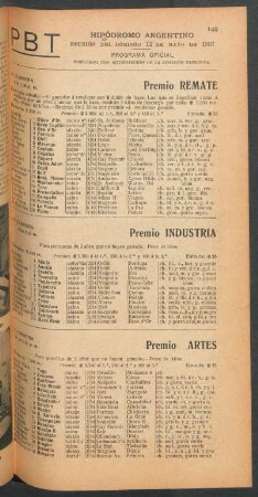 Hipódromo Argentino - Reunión del Domingo 12 de Mayo de 1907 - Programa oficial
