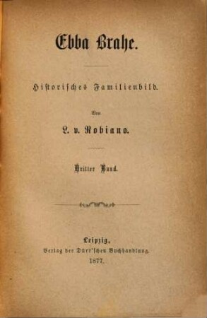 Ebba Brahe : historisches Familienbild, Dritter Band