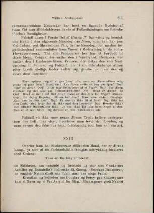 Henrik Percy. Karaktertegningens Mesterskab. Hedspore og Achilles Prins Henrik. Tilknytningspunktet for Shakespeares Fantasi. Typisk engelsk Nationalhelt. Stykkets Friskhed og Fuldkommenhed