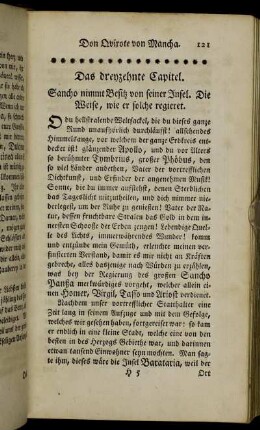 Das dreyzehnte Capitel. Sancho nimmt Besitz von seiner Insel. [...]