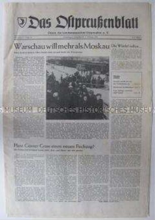 Wochenzeitung der Landsmannschaft Ostpreußen u.a. zur Forderung Polens nach dauerhafter Anerkennung der Oder-Neiße-Grenze