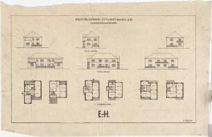 Billing, Hermann; Singen am Hohentwiel; Stadterweiterung - Einfamilienhaustypen (6 Ansichten; 6 Grundrisse)