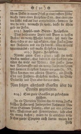 Nun folgen allerhand Saassen über die Speisen zuzurichten.
