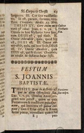 65-85, Festum S. Joannis Baptistae; Festum SS. Apostolorum Petri & Pauli; Festum Visitationis B. V. Mariae