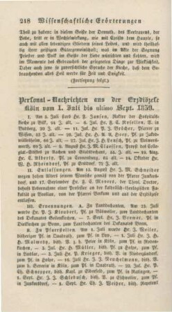 218-220 Personalnachrichten aus der Erzdiözese Köln