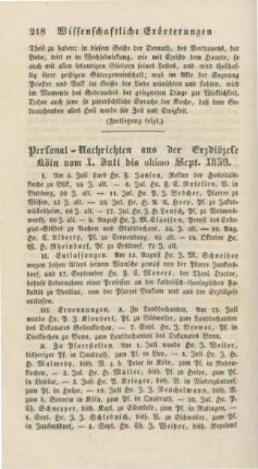 218-220 Personalnachrichten aus der Erzdiözese Köln