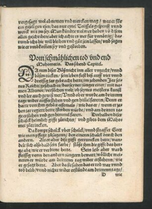 Vom schmählichen tod und end Mahometis. Das sibend Capitel.
